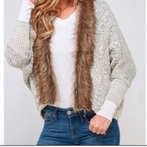 😇Northern Angel Open Front Faux Fur Trim Cardigan😇